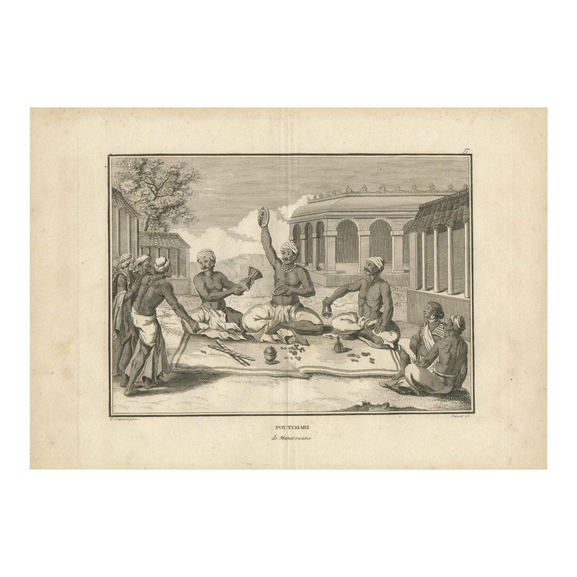 Asamblea sacerdotal hindú - Poutchari de Maarraami, Grabado, 1806