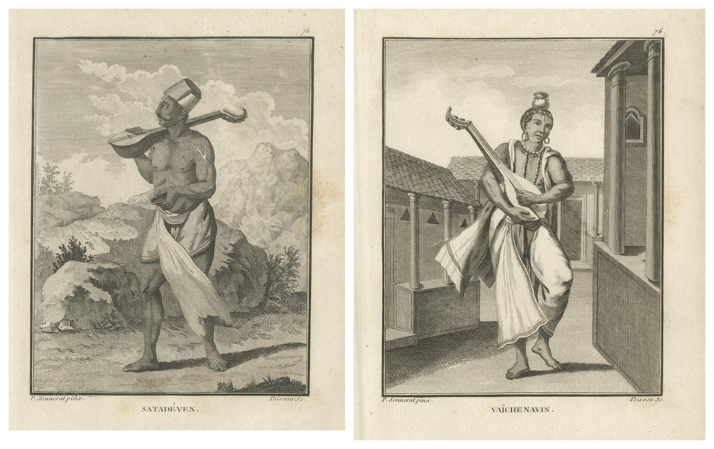 Gravé Musiciens sacrés hindous - Satadéven et Vaïche Navin, 1806 en vente