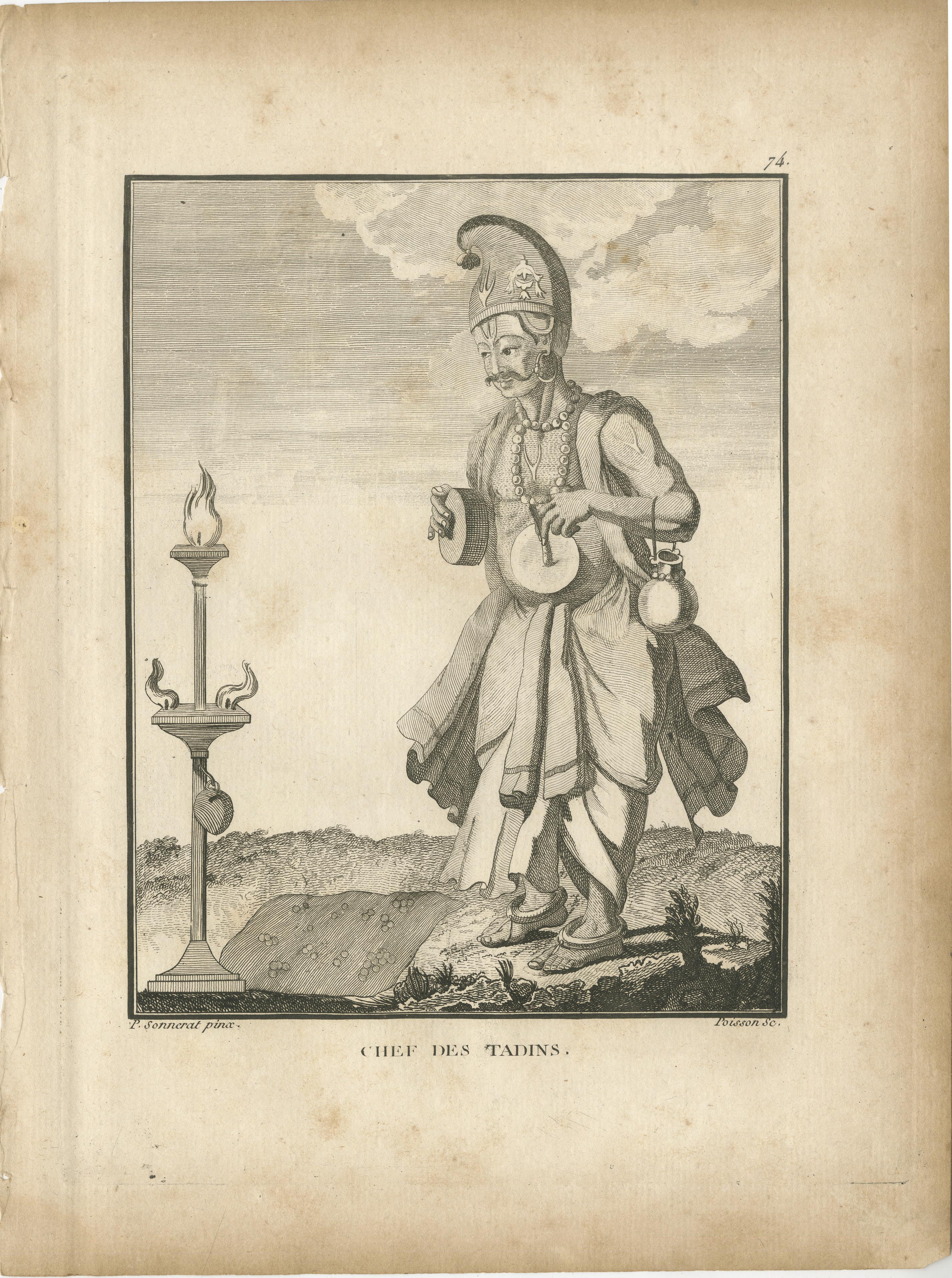 Músicos del Templo Hindú - Tadin y Jefe de los Tadins, 1806 Francés en venta
