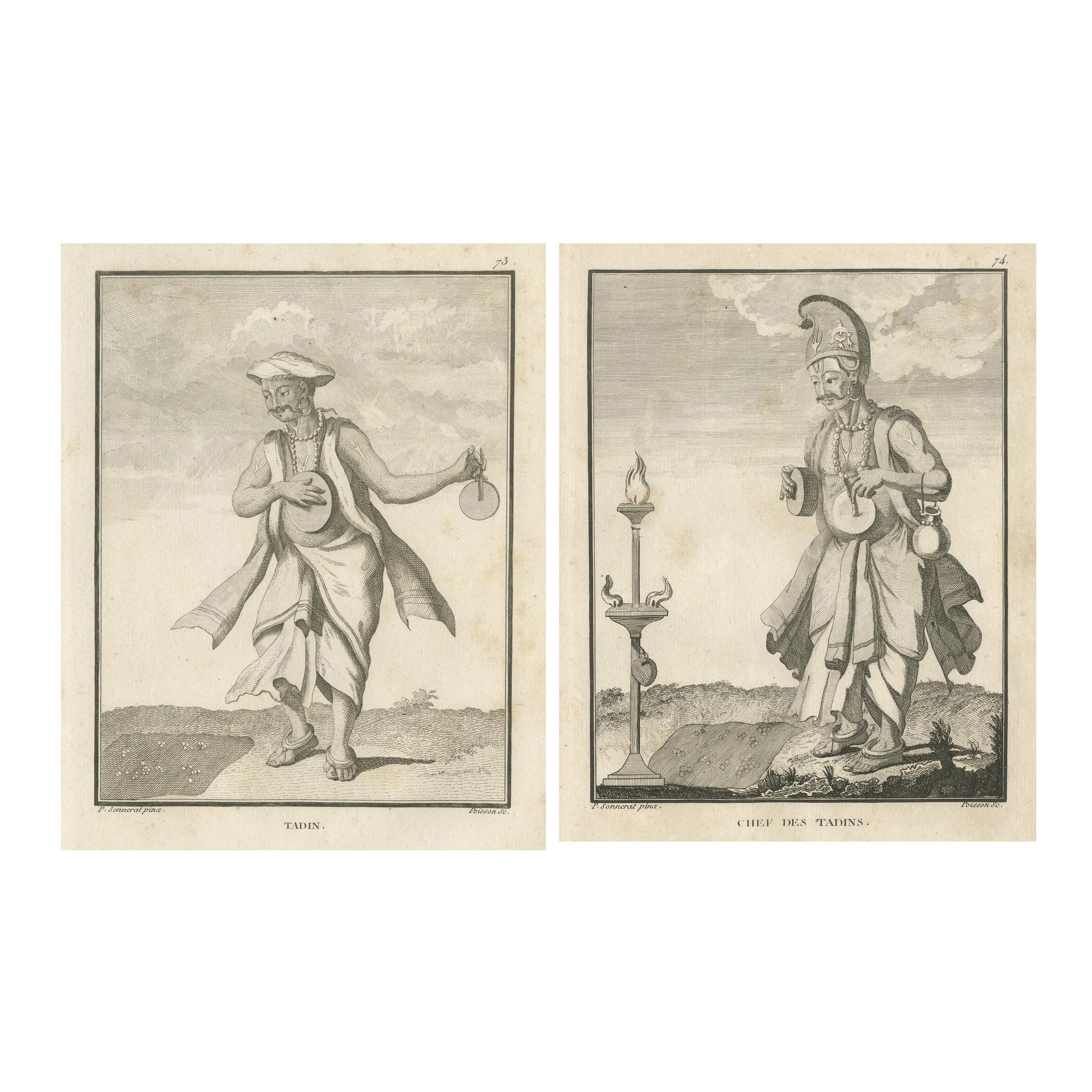 Músicos del Templo Hindú - Tadin y Jefe de los Tadins, 1806 en venta