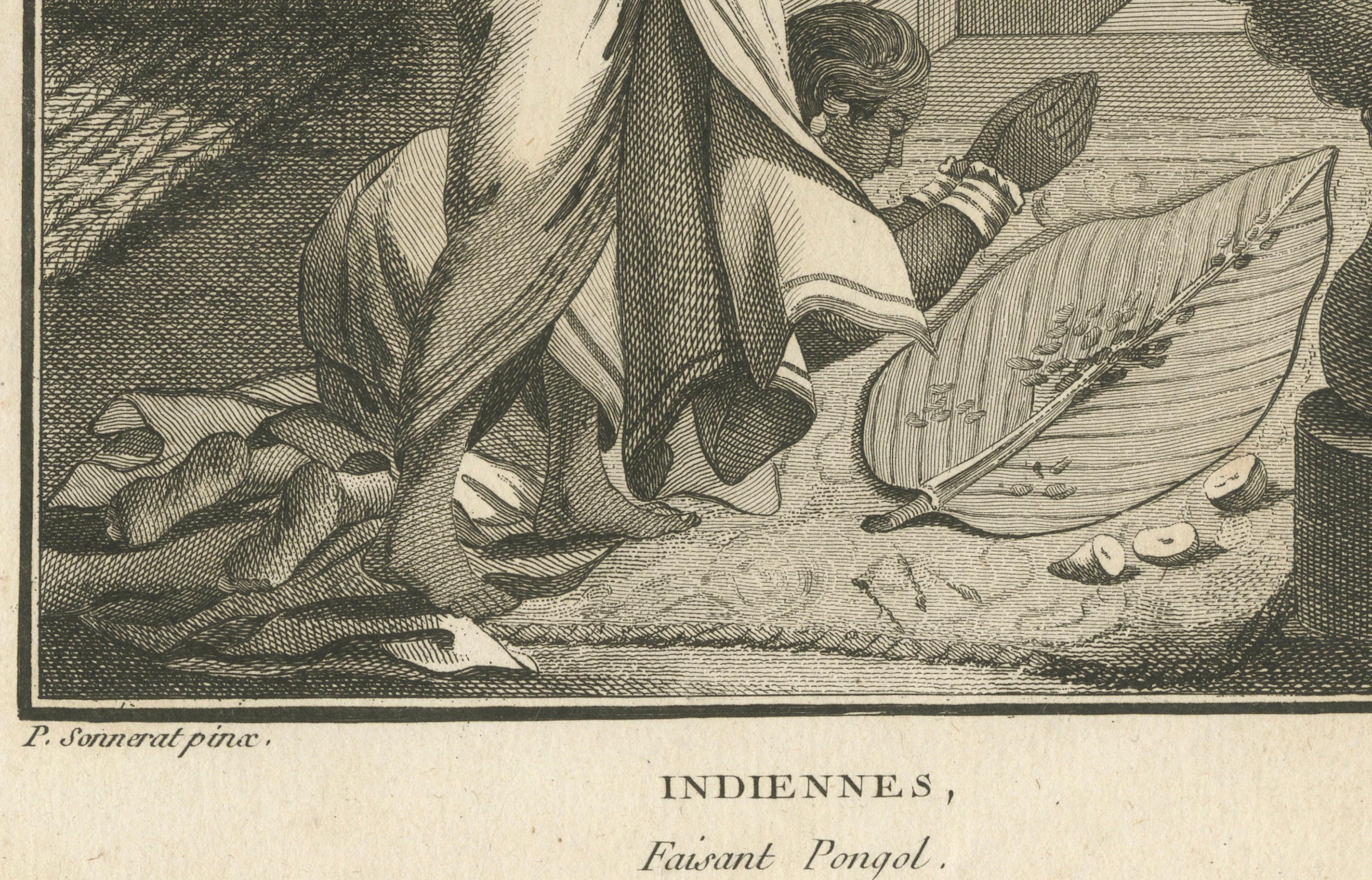 Mujeres hindúes celebrando el festival de Pongal - Grabado según Sonnerat, 1806 Francés en venta