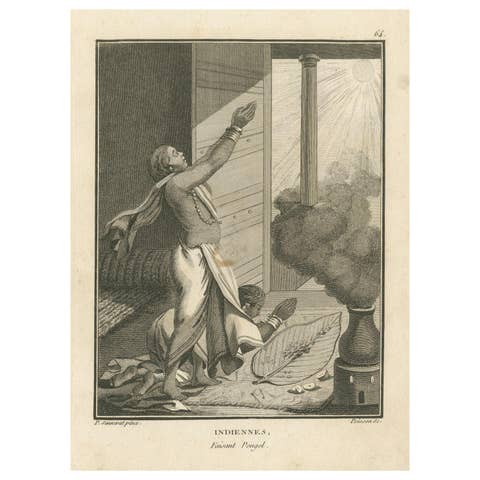 Hindu Women Celebrating Pongal Festival – Engraving after Sonnerat, 1806