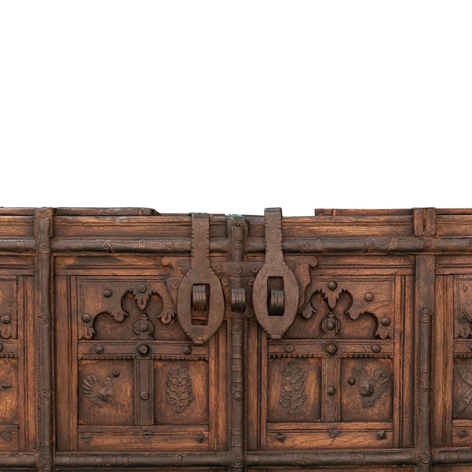 Anglo-Indian Hindu Wooden Baul with Secret Compartments For Sale