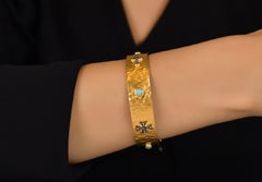 Pulsera bisagra con cruces y diamantes turquesa y oro de 24 quilates by Kurtulan