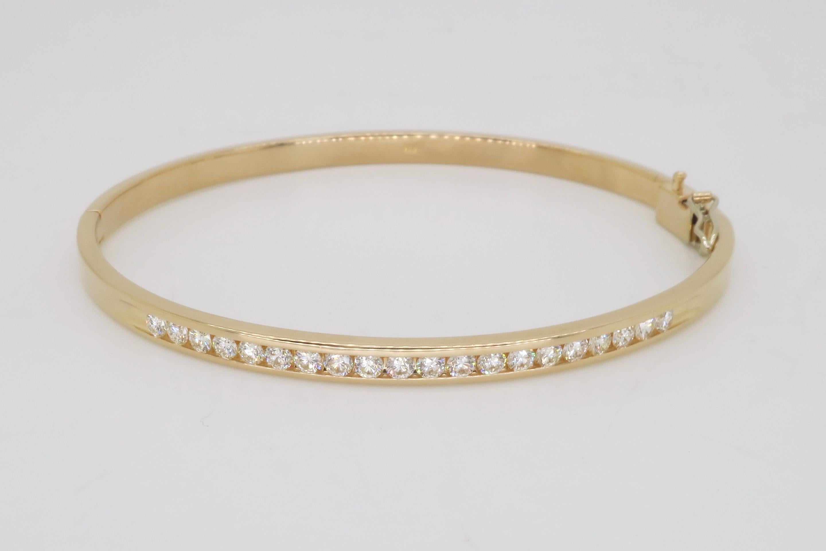 Hinge Diamond Bangle Bracelet in 14k Yellow Gold  5