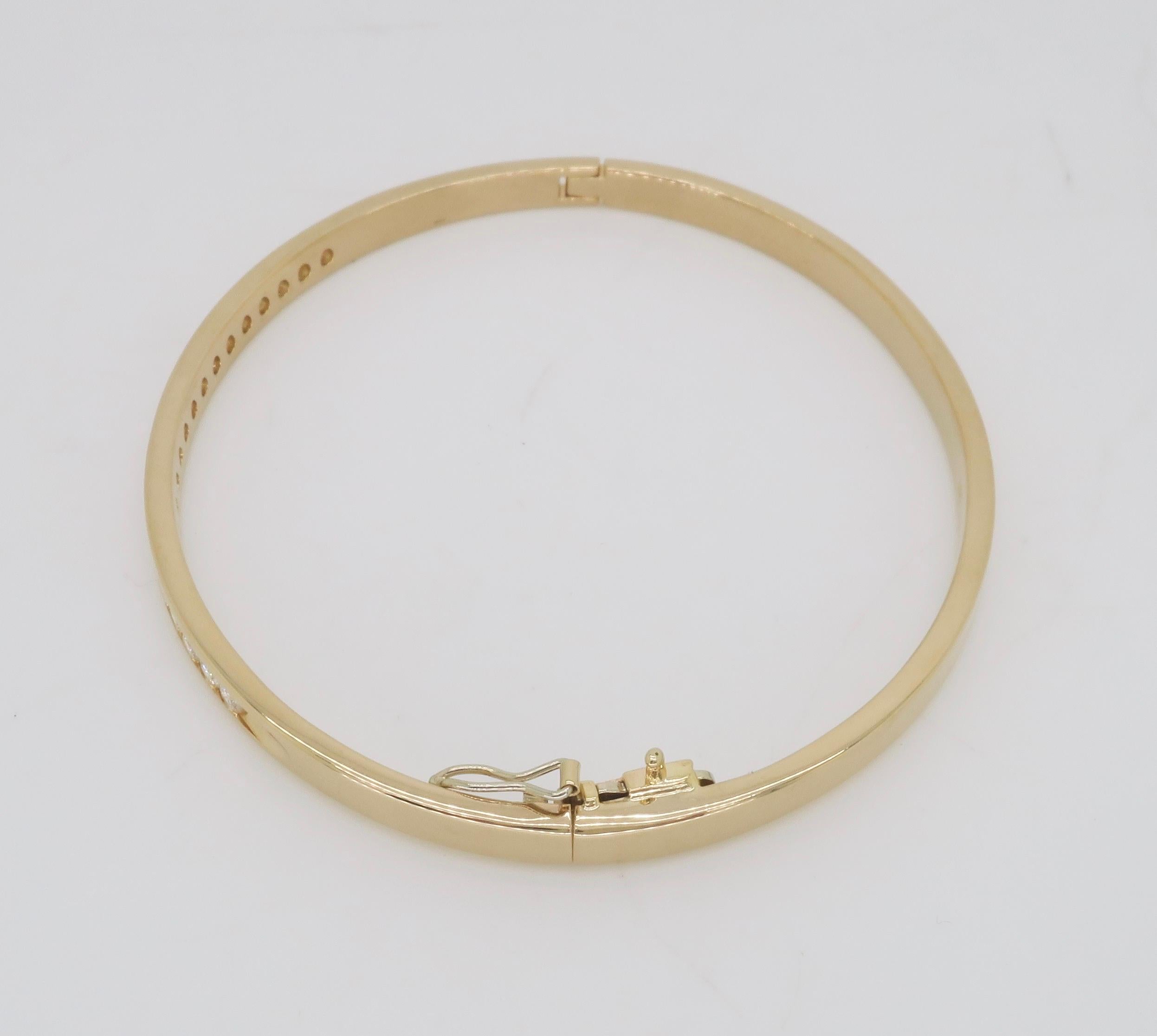 Hinge Diamond Bangle Bracelet in 14k Yellow Gold  6