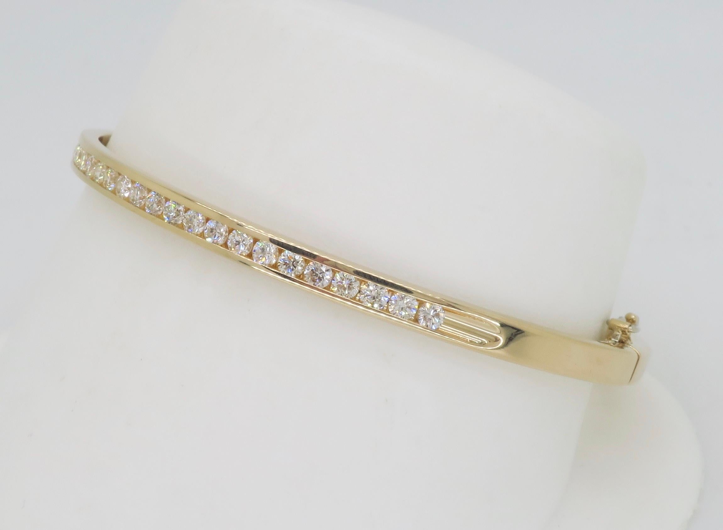 Hinge Diamond Bangle Bracelet in 14k Yellow Gold  1