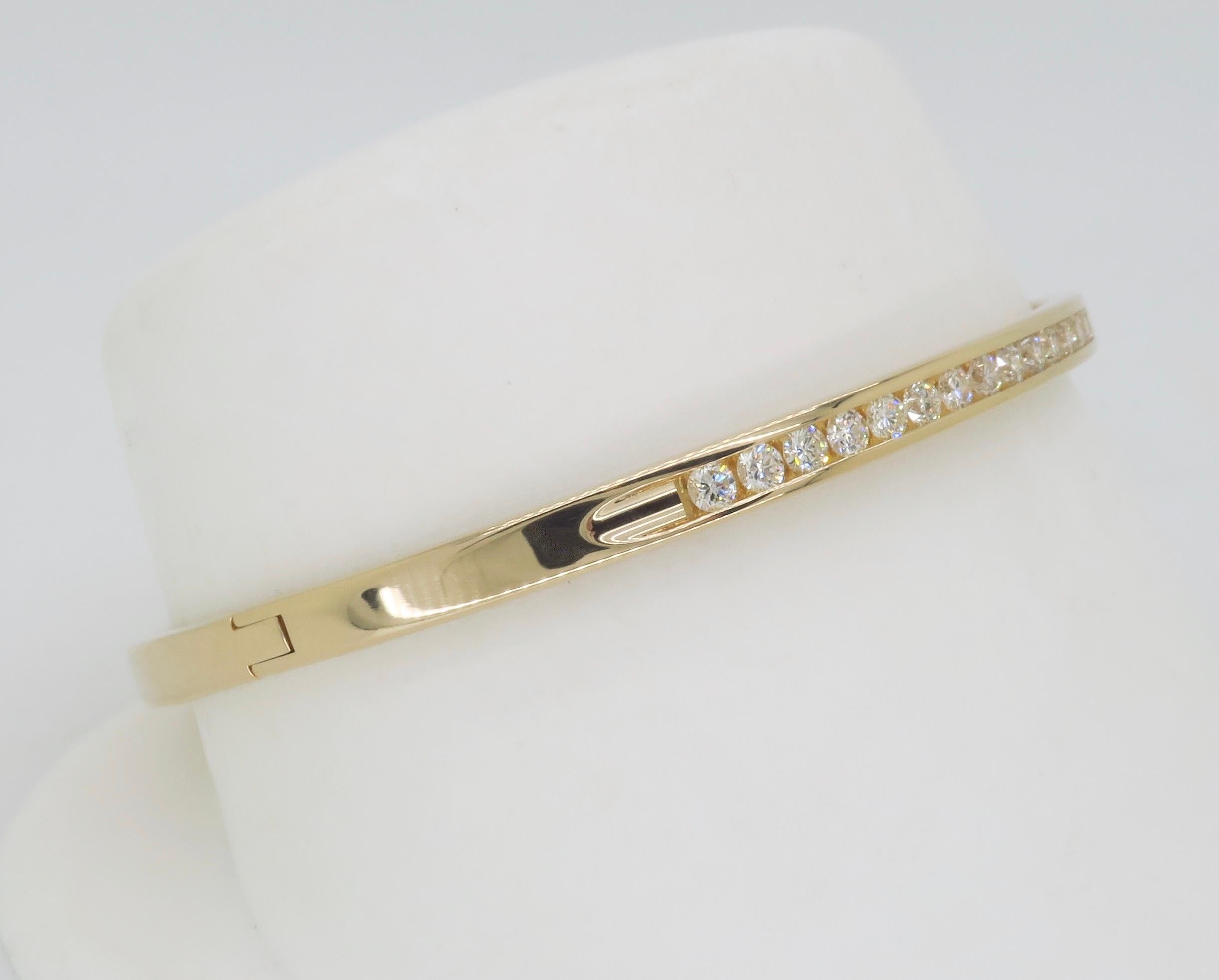 Hinge Diamond Bangle Bracelet in 14k Yellow Gold  2