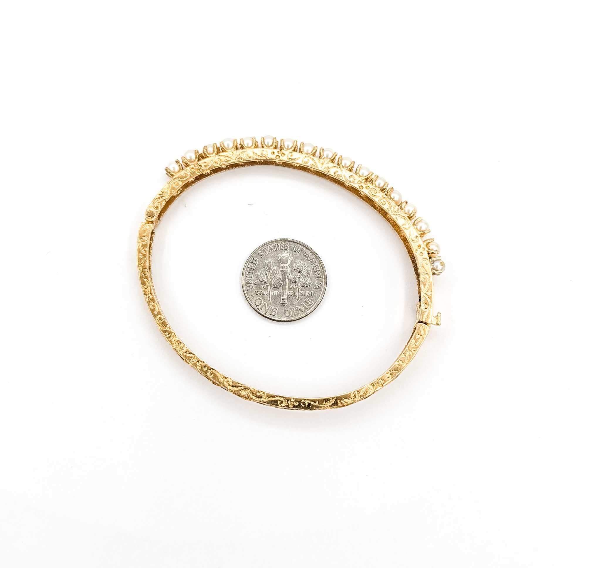 Bracciale con perle a cerniera in oro giallo 14 ct. in vendita 4