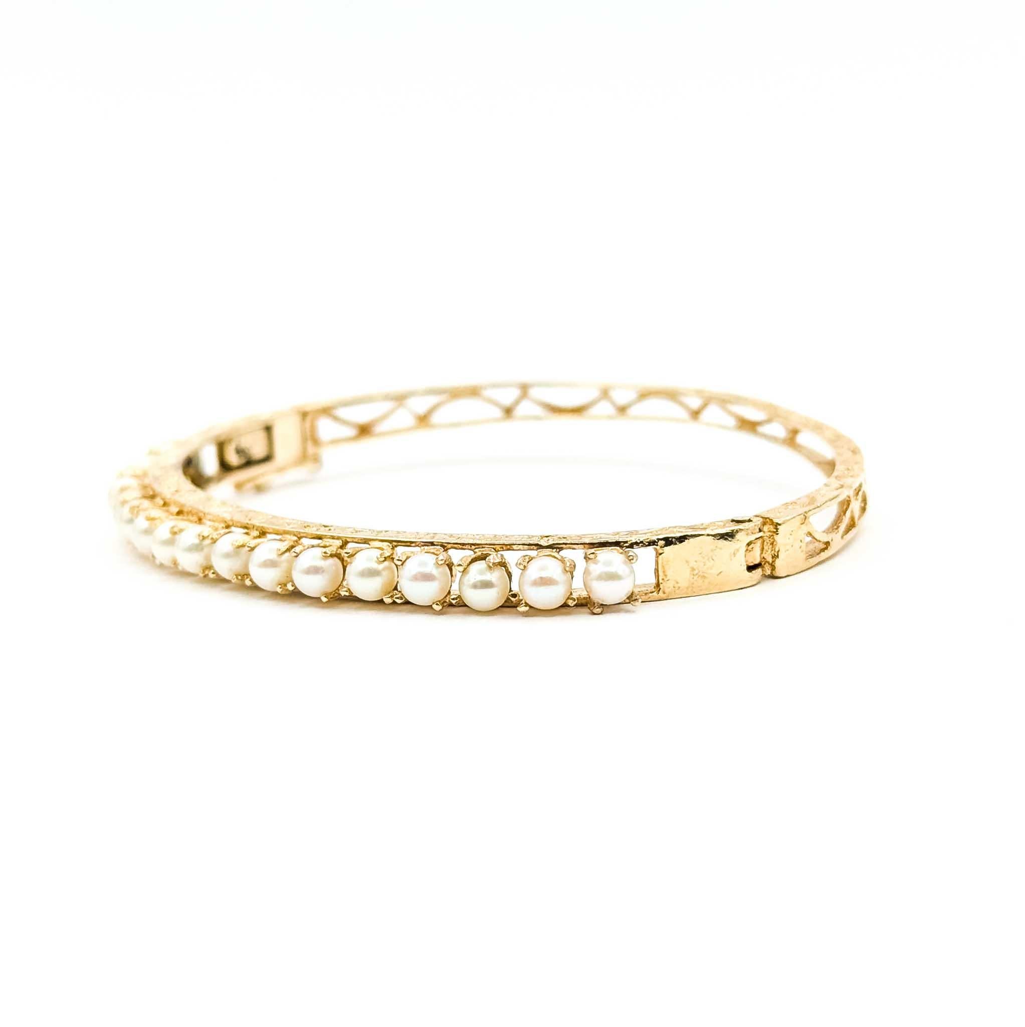 Bracciale con perle a cerniera in oro giallo 14 ct. in vendita 3