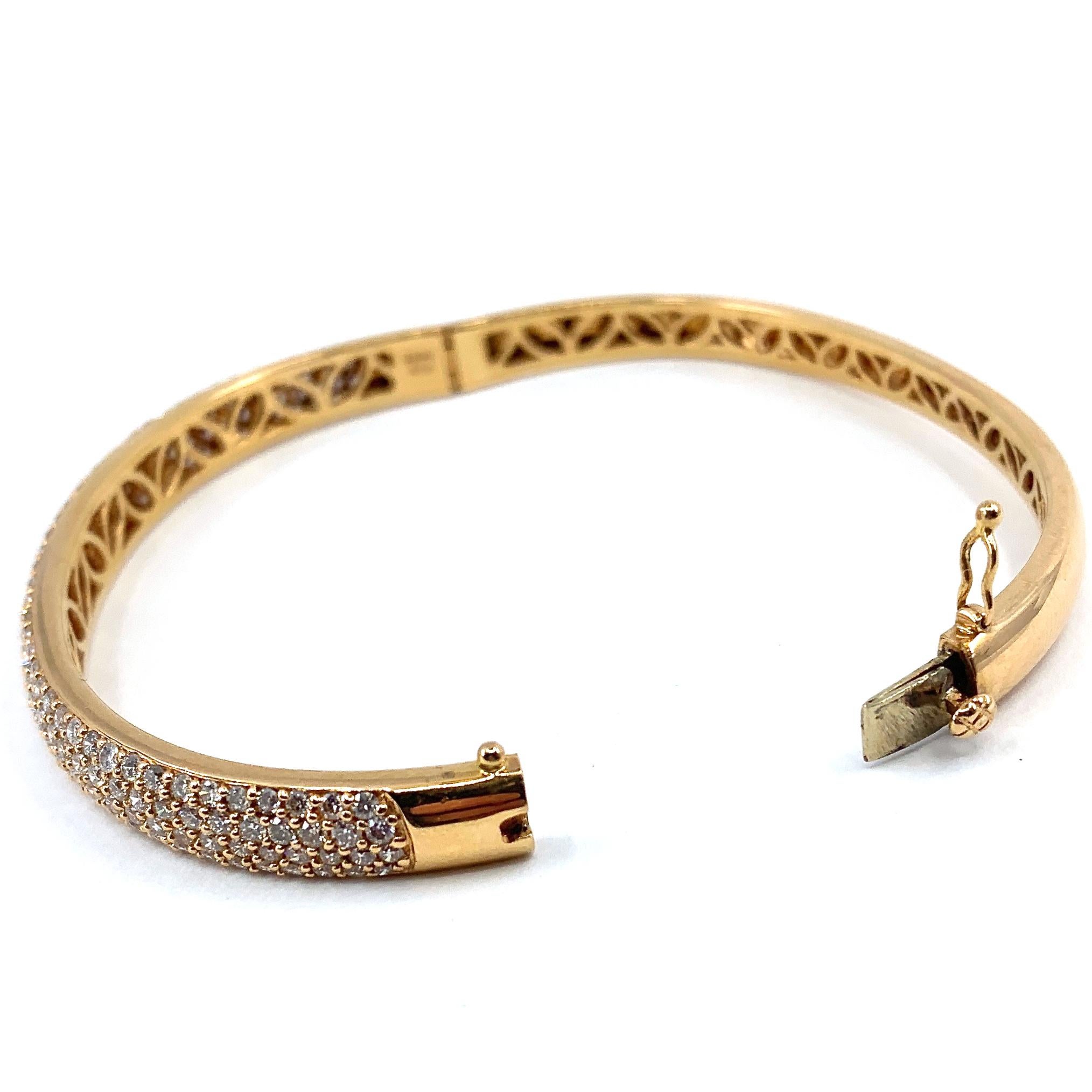 Armreif mit Scharnier und 2,50 Karat natürlichen Mikro-Pavé-Diamanten in 18K Roségold für Damen oder Herren