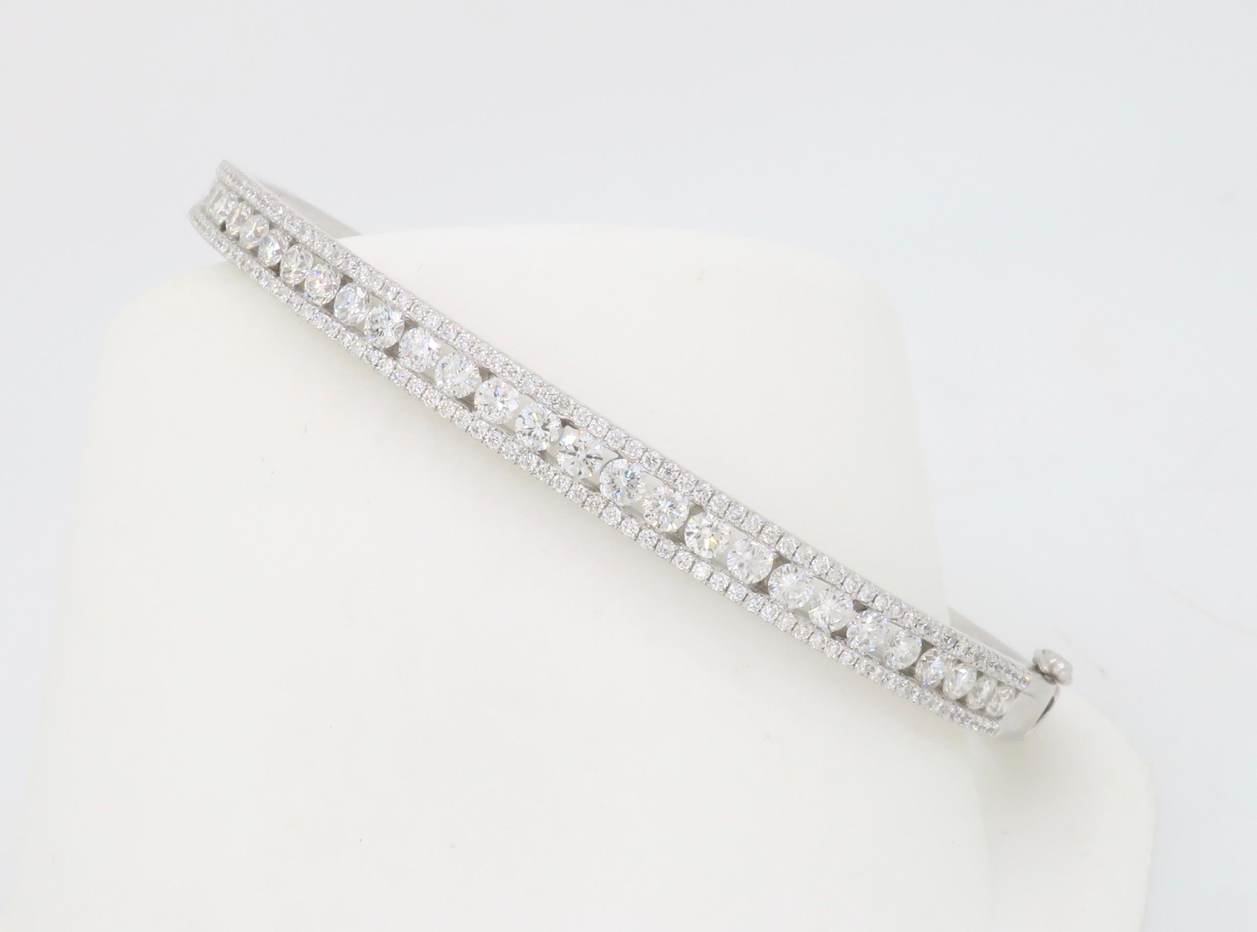 Hinged Diamond Bangle Bracelet For Sale 5