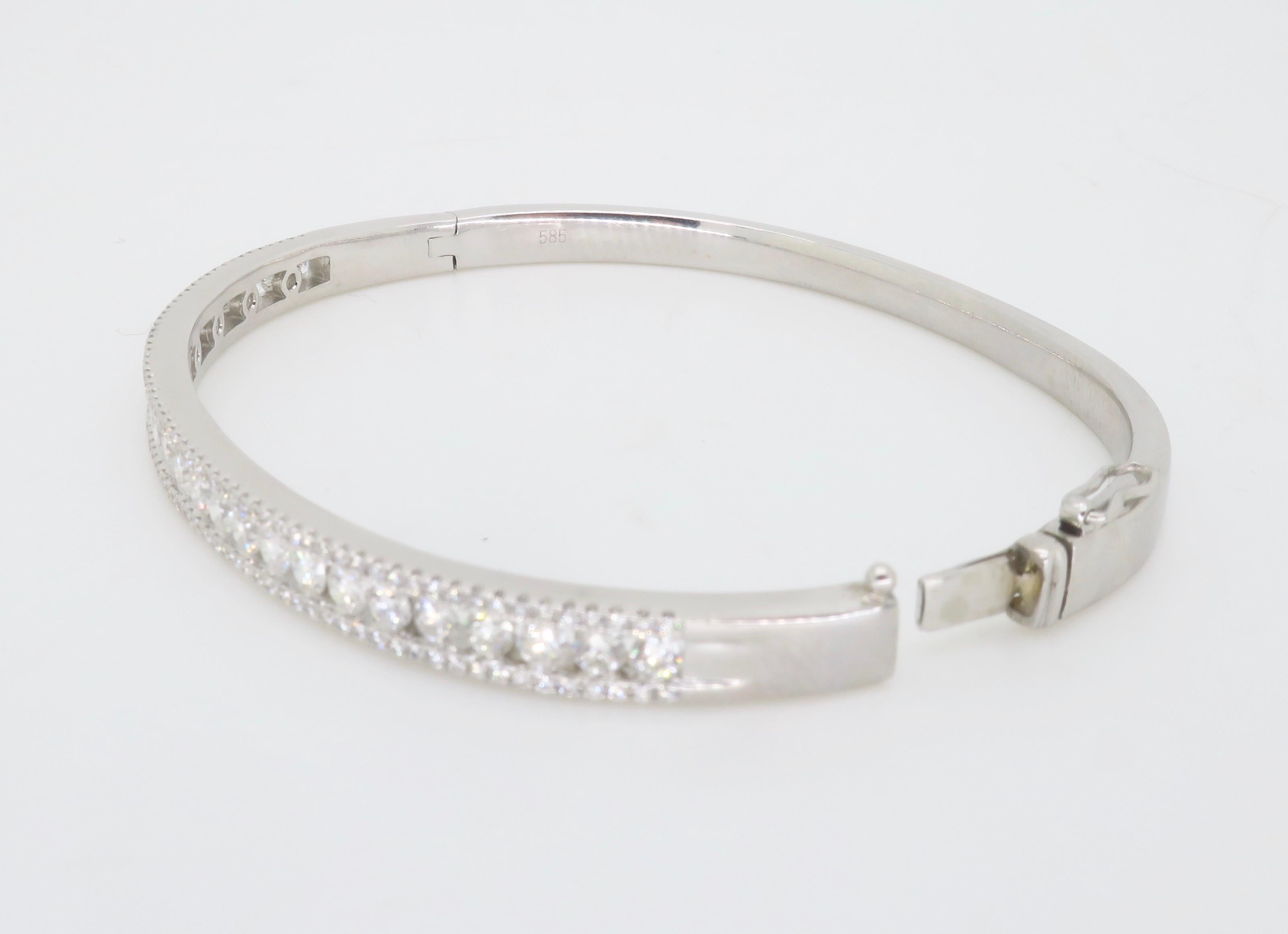 Hinged Diamond Bangle Bracelet For Sale 1