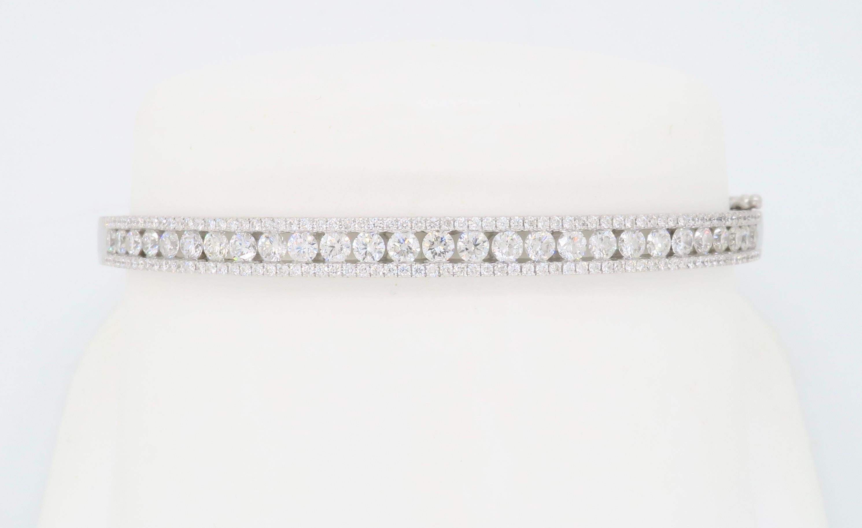 Hinged Diamond Bangle Bracelet For Sale 2