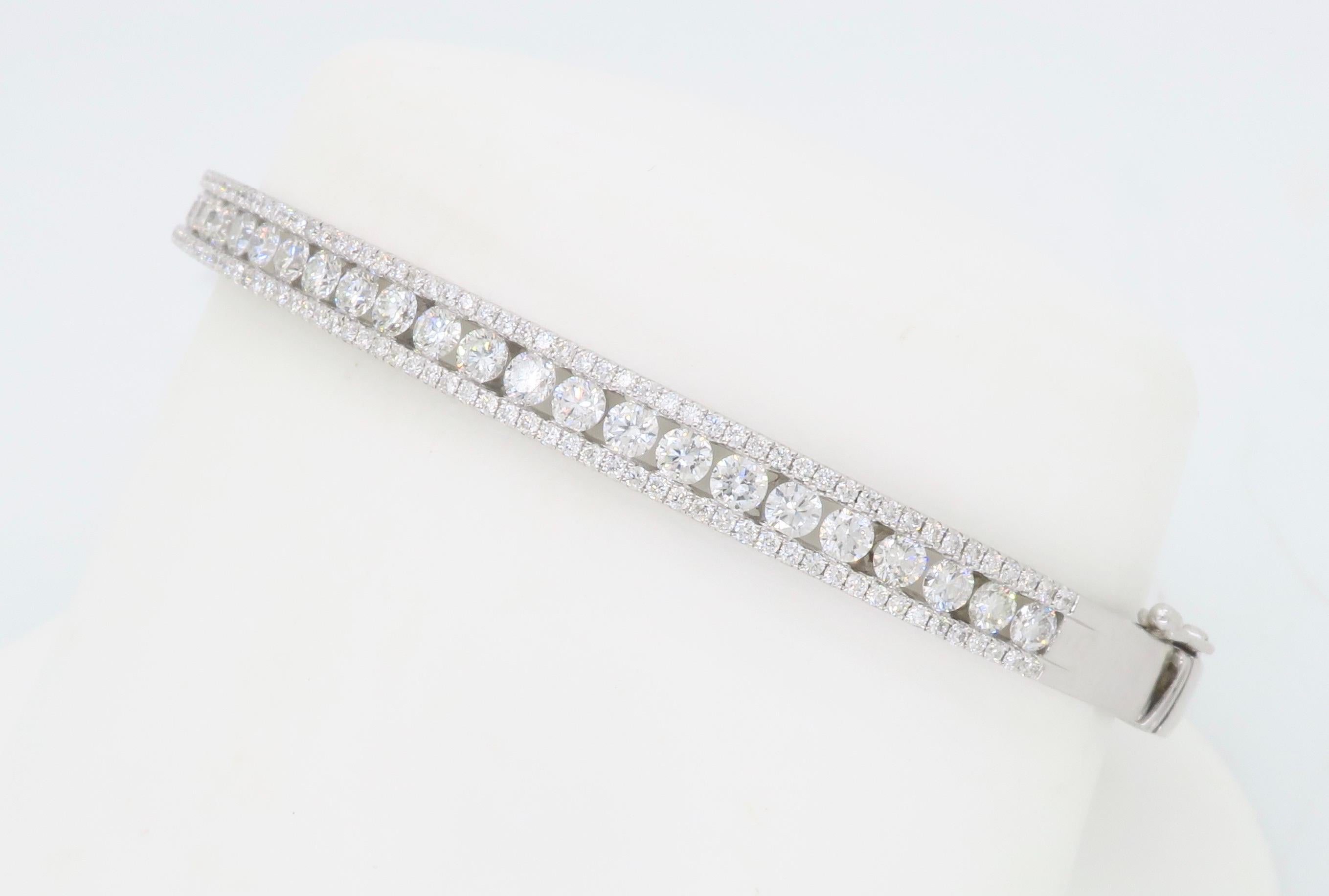Hinged Diamond Bangle Bracelet For Sale 3
