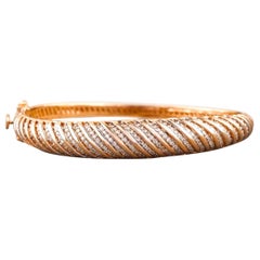 Hinged Diamond Bangle Bracelet in 14K Solid Gold (Certified)