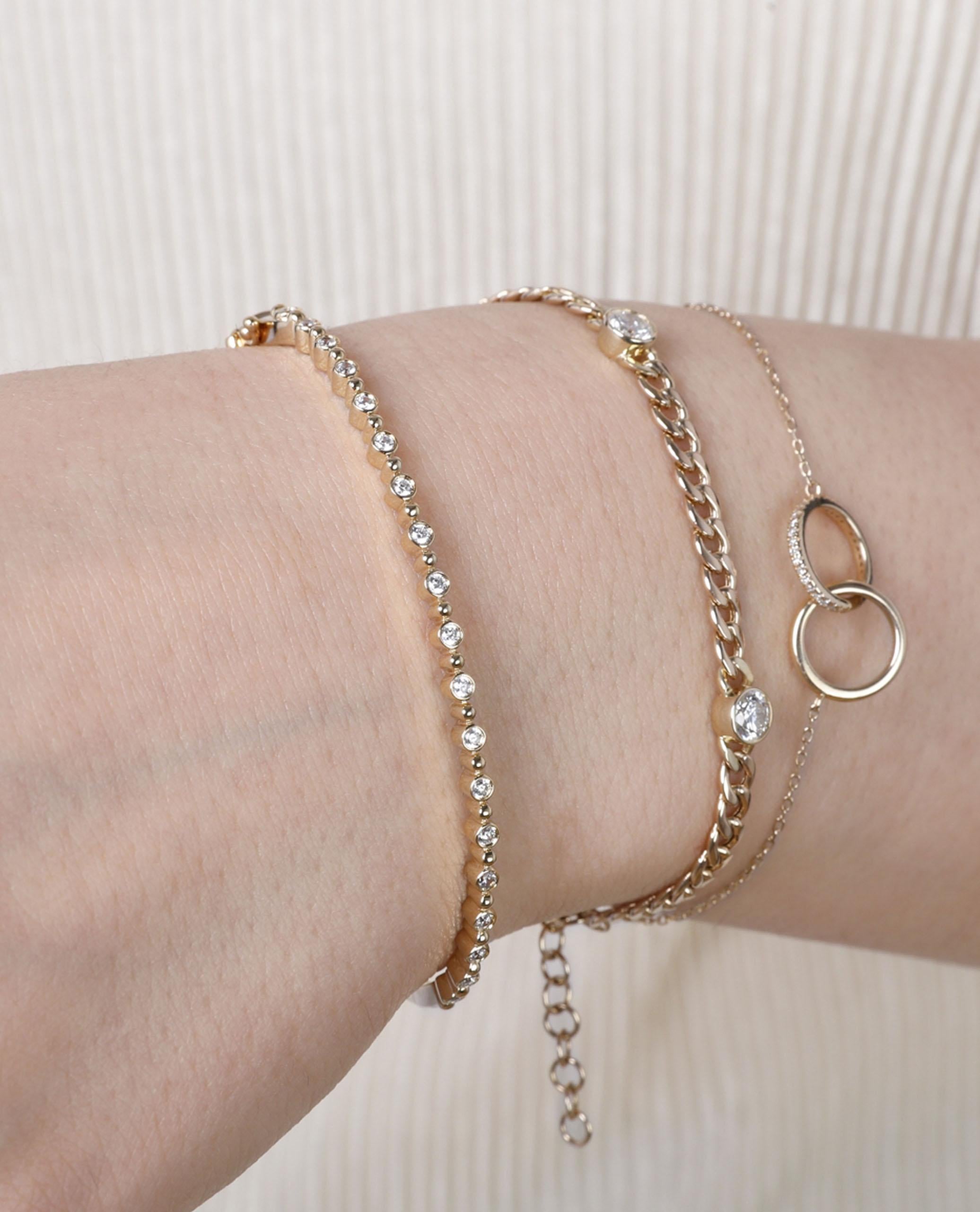 Bracciale con diamanti a cerniera in oro giallo 14K con chiusura di sicurezza in vendita 5