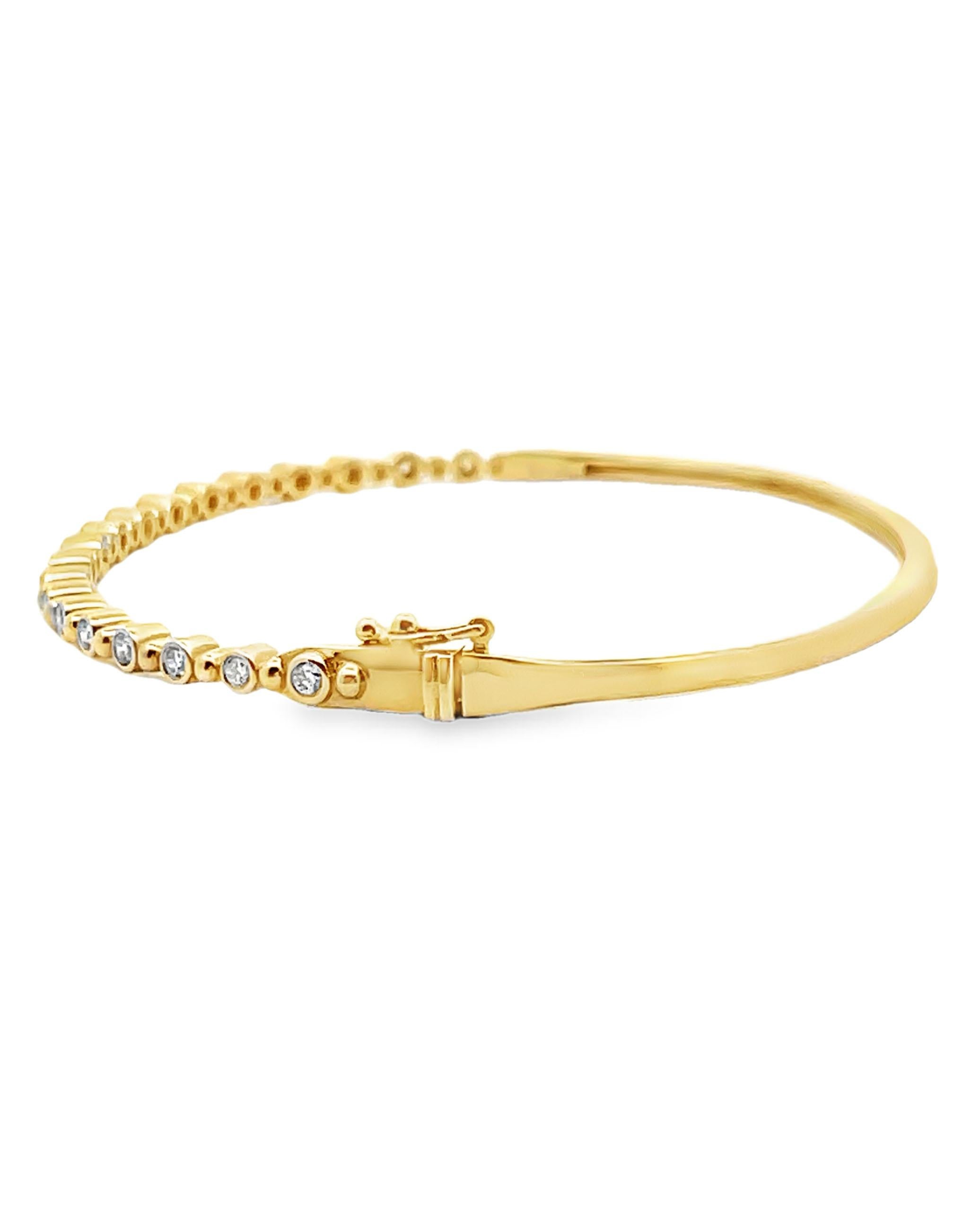 Bracciale con diamanti a cerniera in oro giallo 14K con chiusura di sicurezza in vendita 1