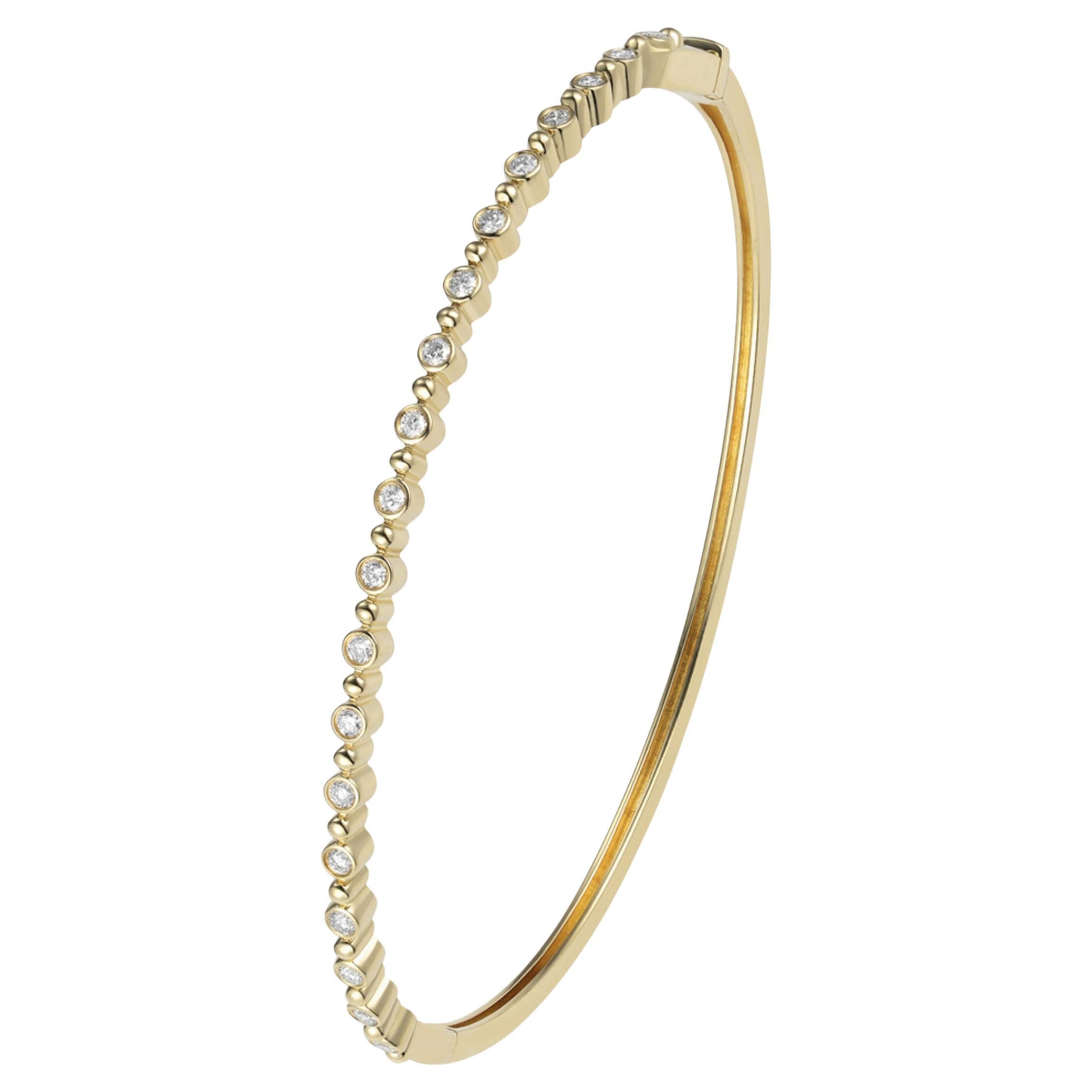 Bracciale con diamanti a cerniera in oro giallo 14K con chiusura di sicurezza in vendita