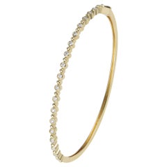 Hinged Diamond Bangle Bracelet in 14K Yellow Gold with Safety Clasp