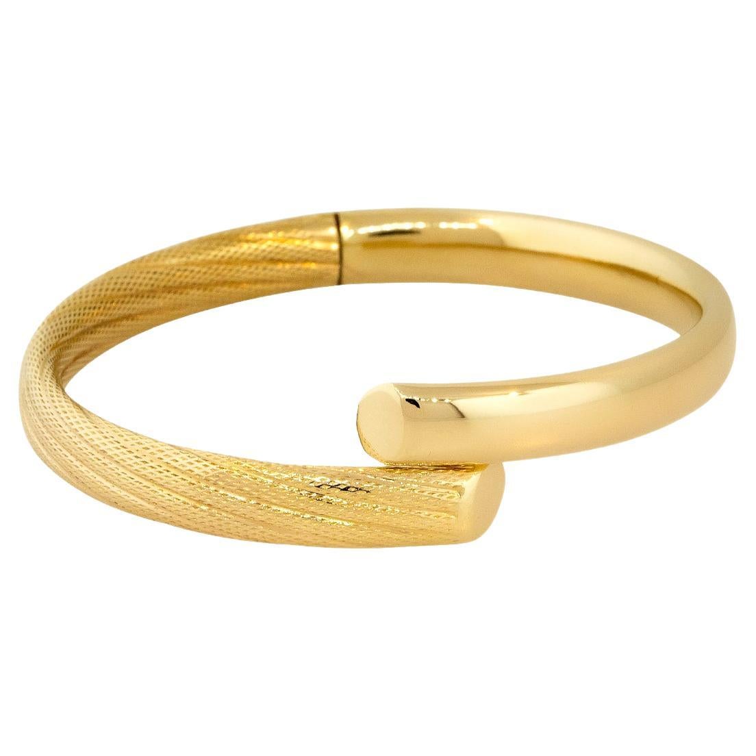 Bargain 9ct Gold ''Metal Cored'' Floral Engraved Cuff Hinged Bracelet