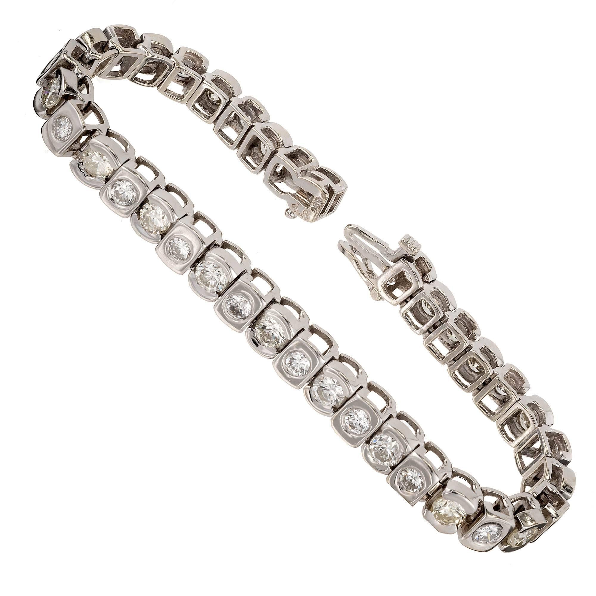 Diamond Gold Hinged Link Tennis Bracelet at 1stDibs