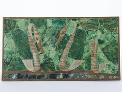 Boîte à charnière en malachite et laiton avec cygnes:: Mexique années 1950:: style Los Castillo