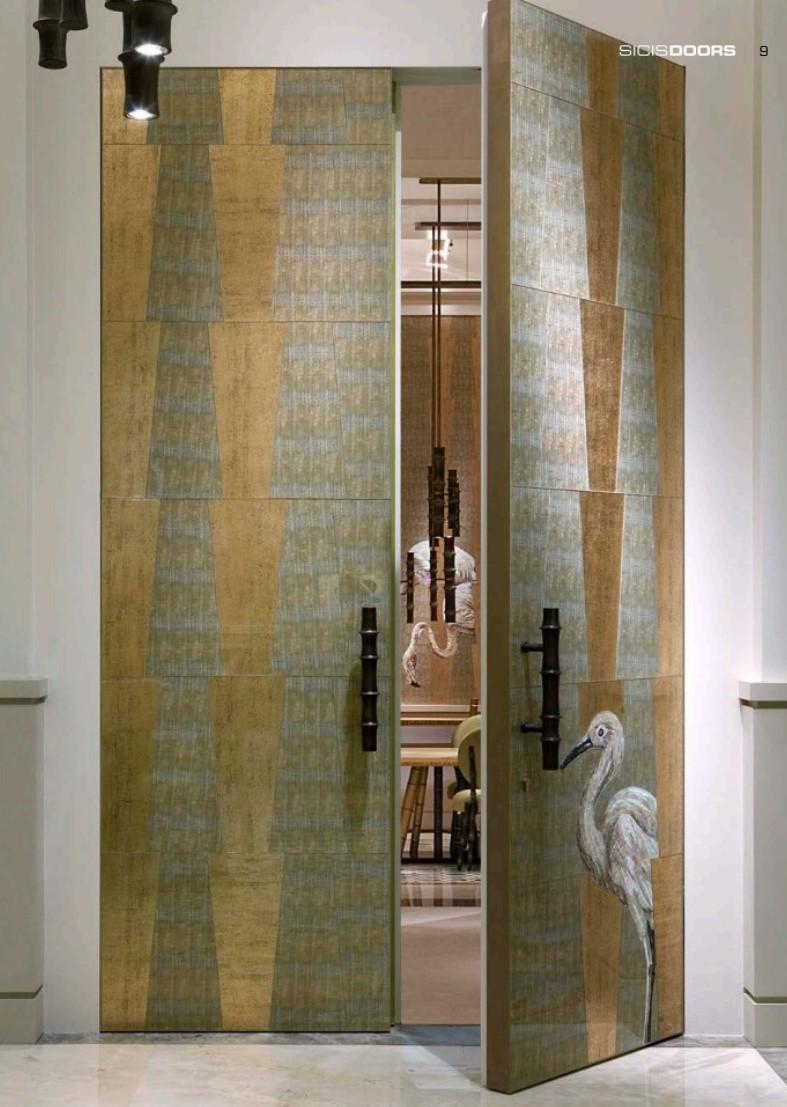 Italian Hinged or Vertical Pivot Door Decorated Artistic Mosaic Fire Resistant Bespoke For Sale