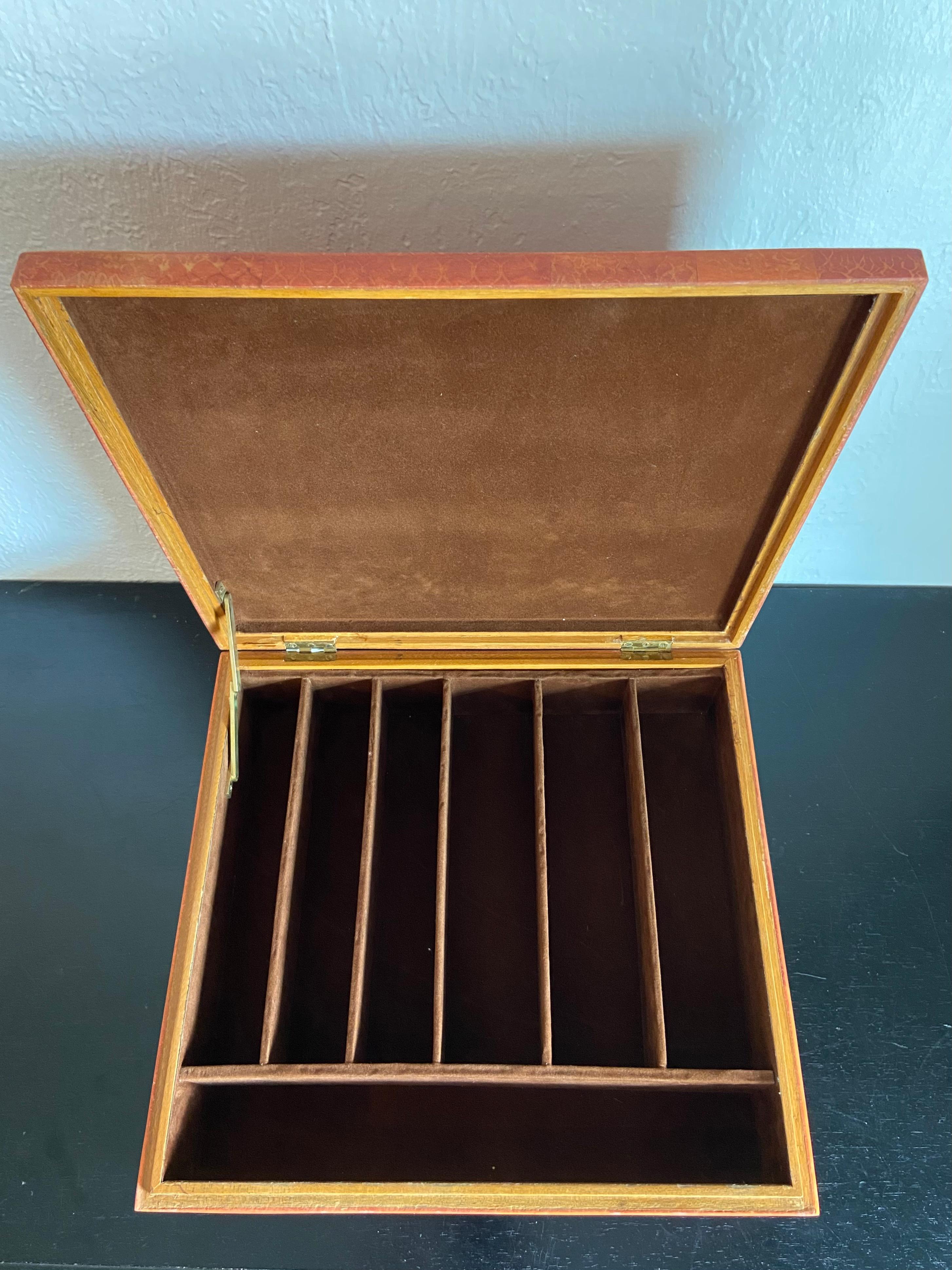 Karl Springer Hinged Parchment and Brass Velvet Lined Box For Sale 4