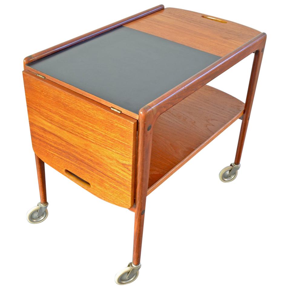 Hinged Side Table / Tea Trolley, 1960s Yngve Ekström for Källemo Teak Bar Cart