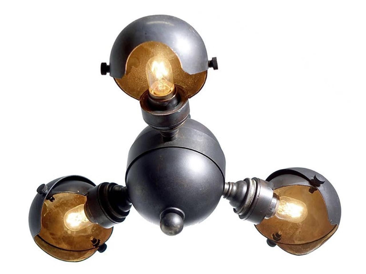 Contemporary Hinged Three Ball Mini Chandelier For Sale