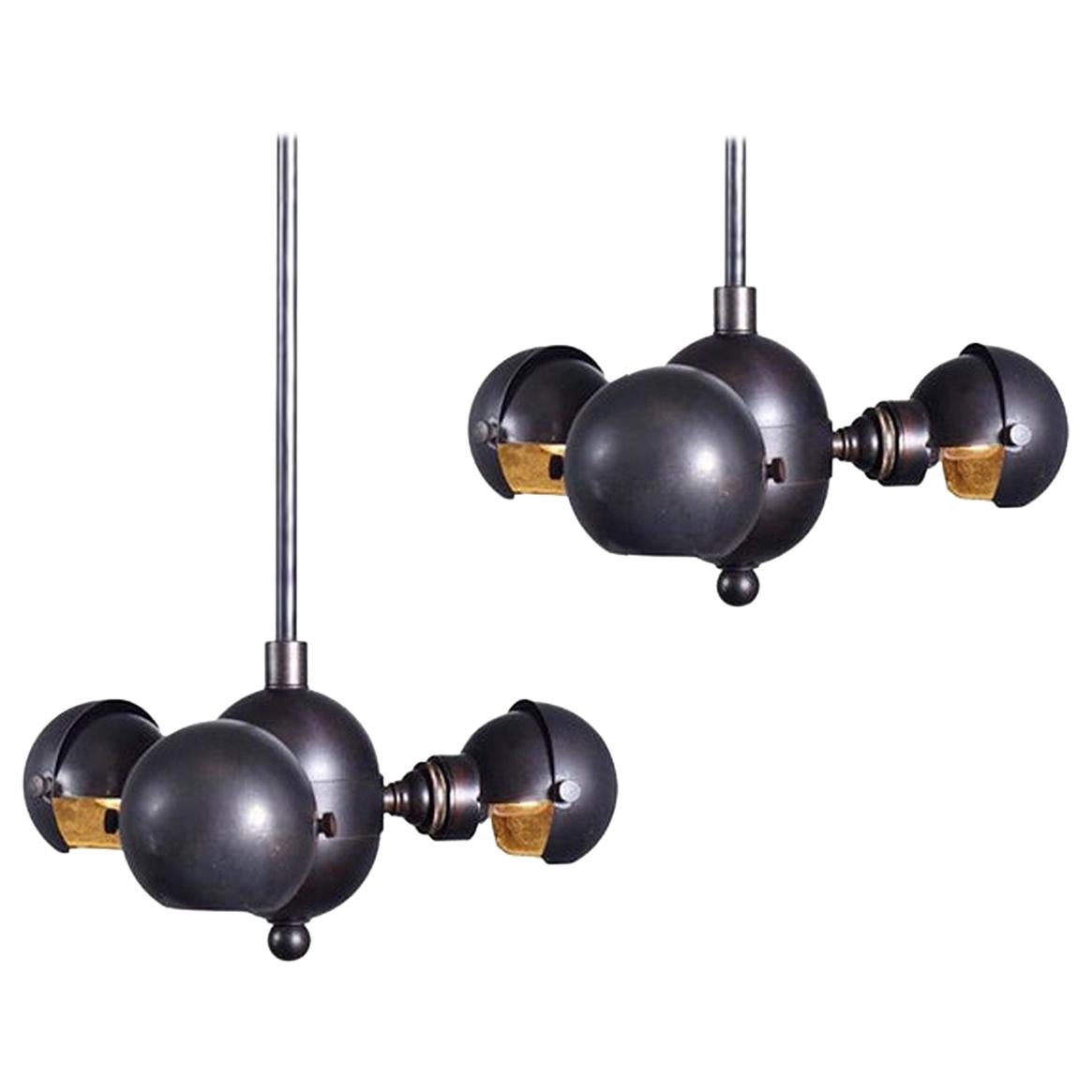 Hinged Three Ball Mini Chandelier For Sale