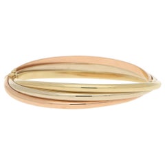 Hinged Trinity Bangle Set in 9 Karat Yellow, White and Rose Gold