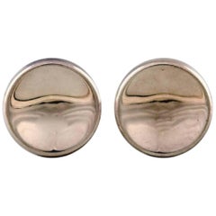Hingelberg, Aarhus, a Pair of Cheese Buttons Sterling Silver Danish Design