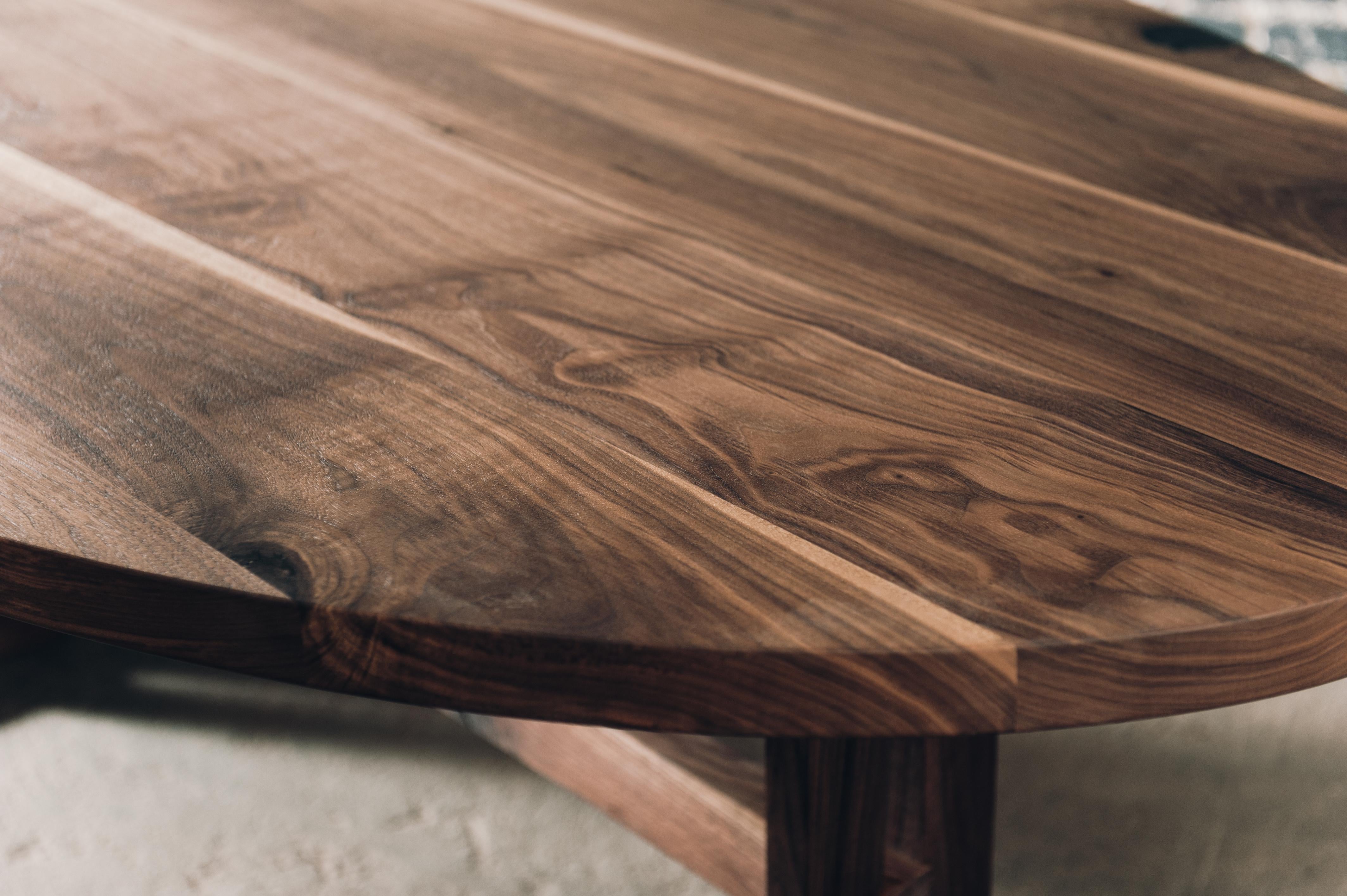The Hingham dining table is a contemporary trestle table. Our oval tops are made from locally sourced materials. All construction on the base is mortise and tenon joinery. Custom wood and sizes are available by request. 


   