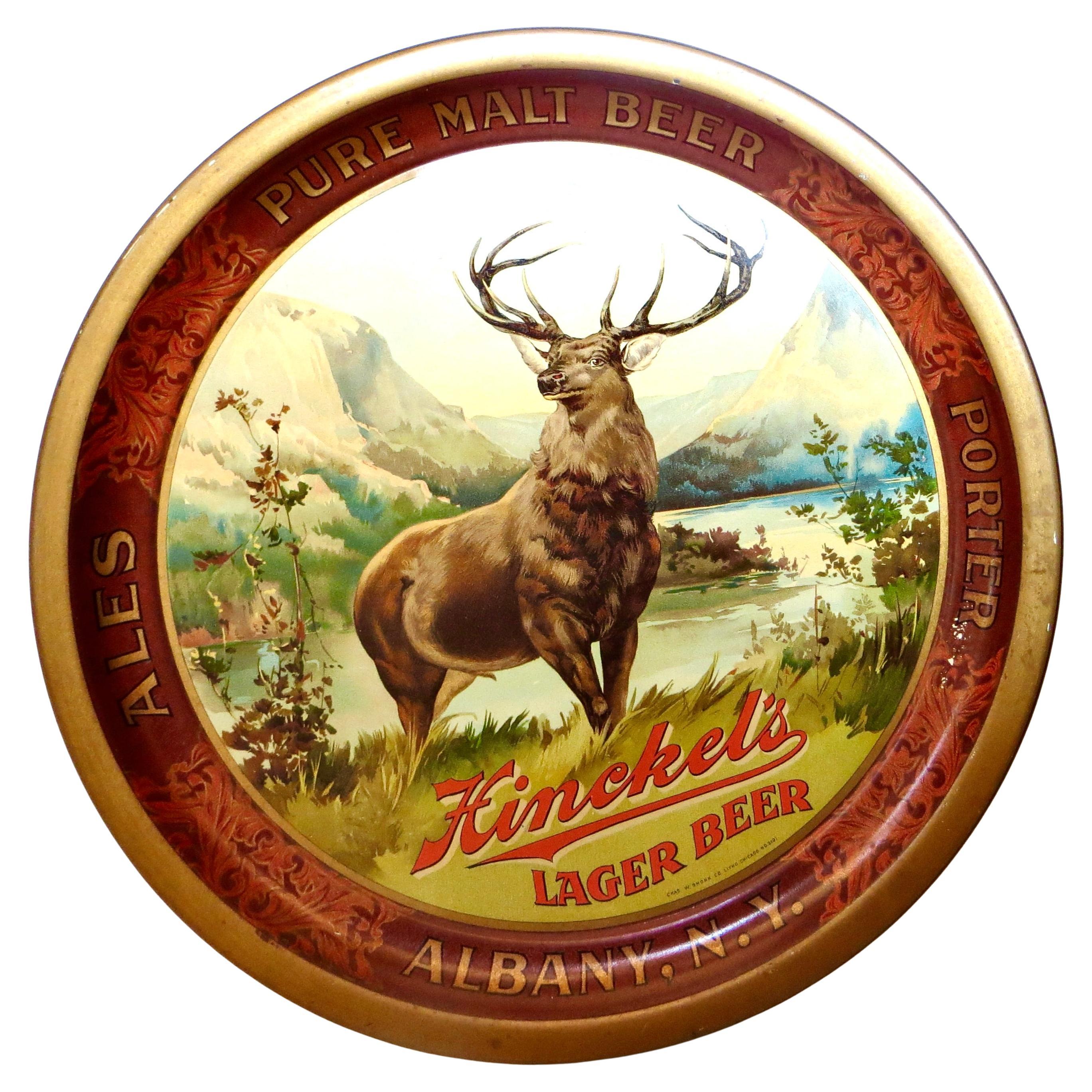 "Hinkel's Lager Beer" Tin Advertising Tray Albany, New York, Ca 1902 OUTSTANDING