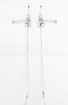 Hinson Lighting Chrome Swing-Arm Wall Lights, Pair