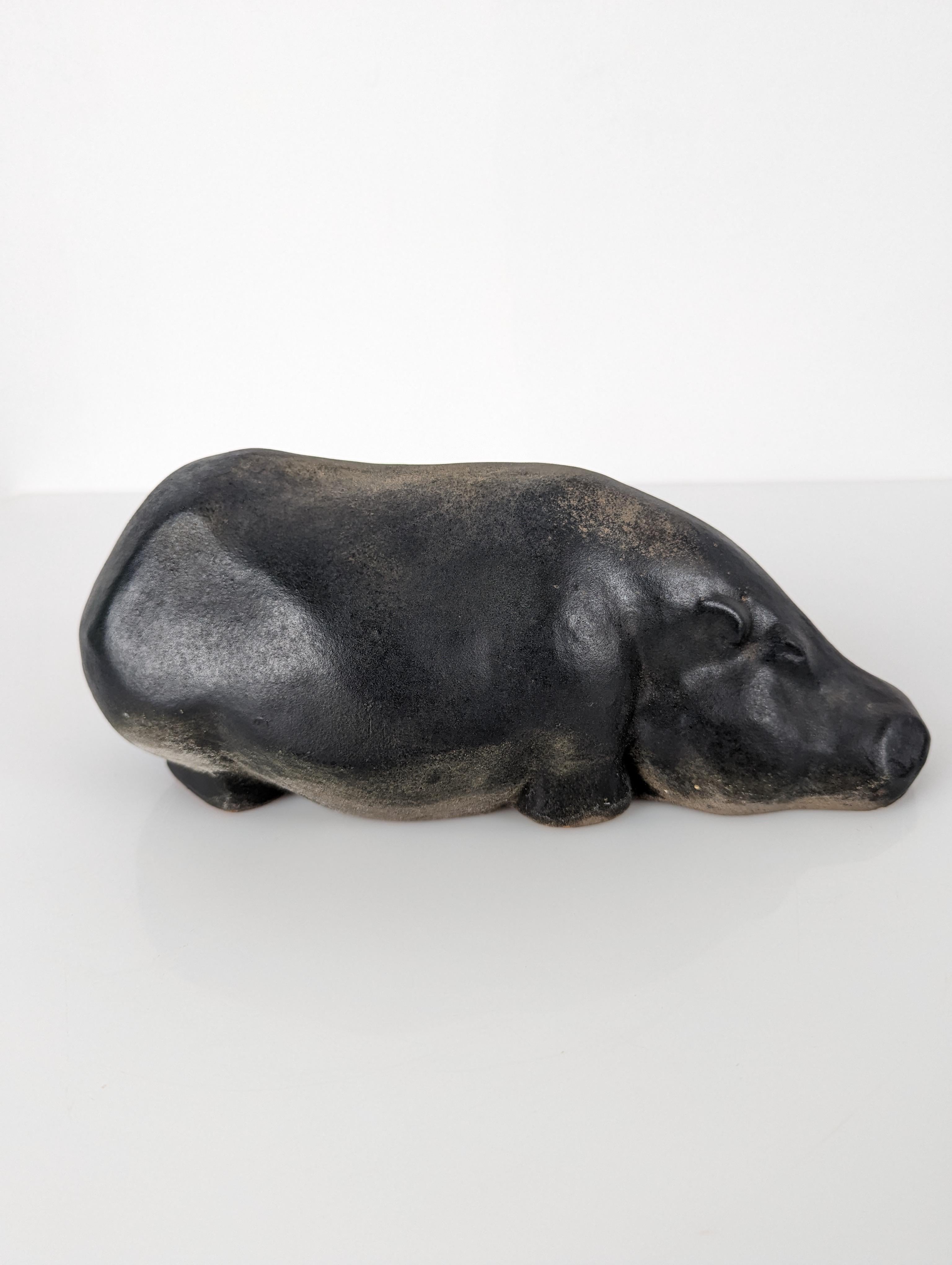 Spanish Hippo Animal Sculpture by Elena Laverón, 1980s For Sale