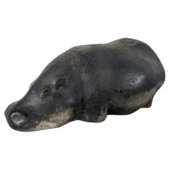 Sculpture animale hippopotame d'Elena Laverón, années 1980