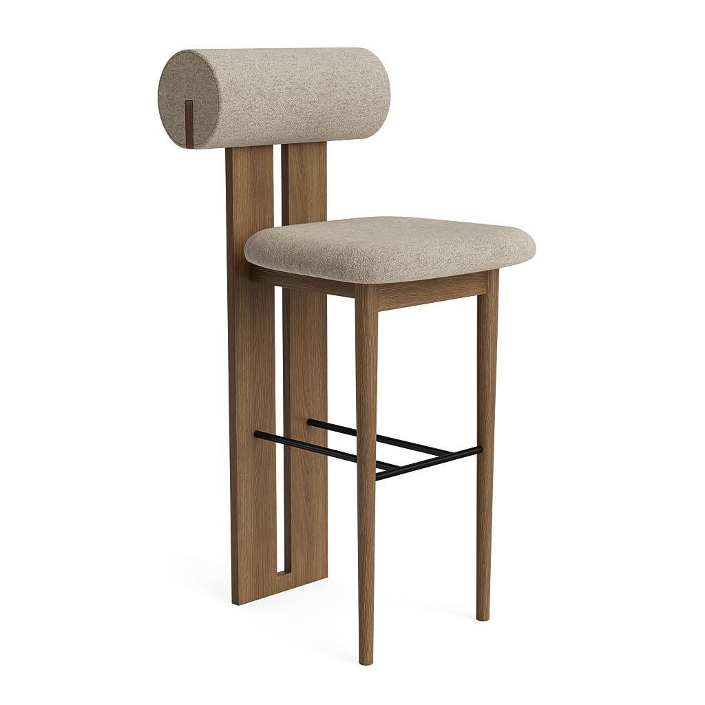Danish 'Hippo' Bar Chair 65 by Norr11, Light Smoked Oak, Barnum Bouclé col.3 For Sale