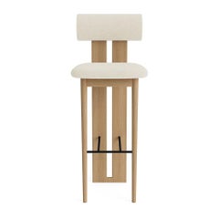 'Hippo' Bar Chair 75 by Norr11, Natural Oak, Barnum Bouclé col.3