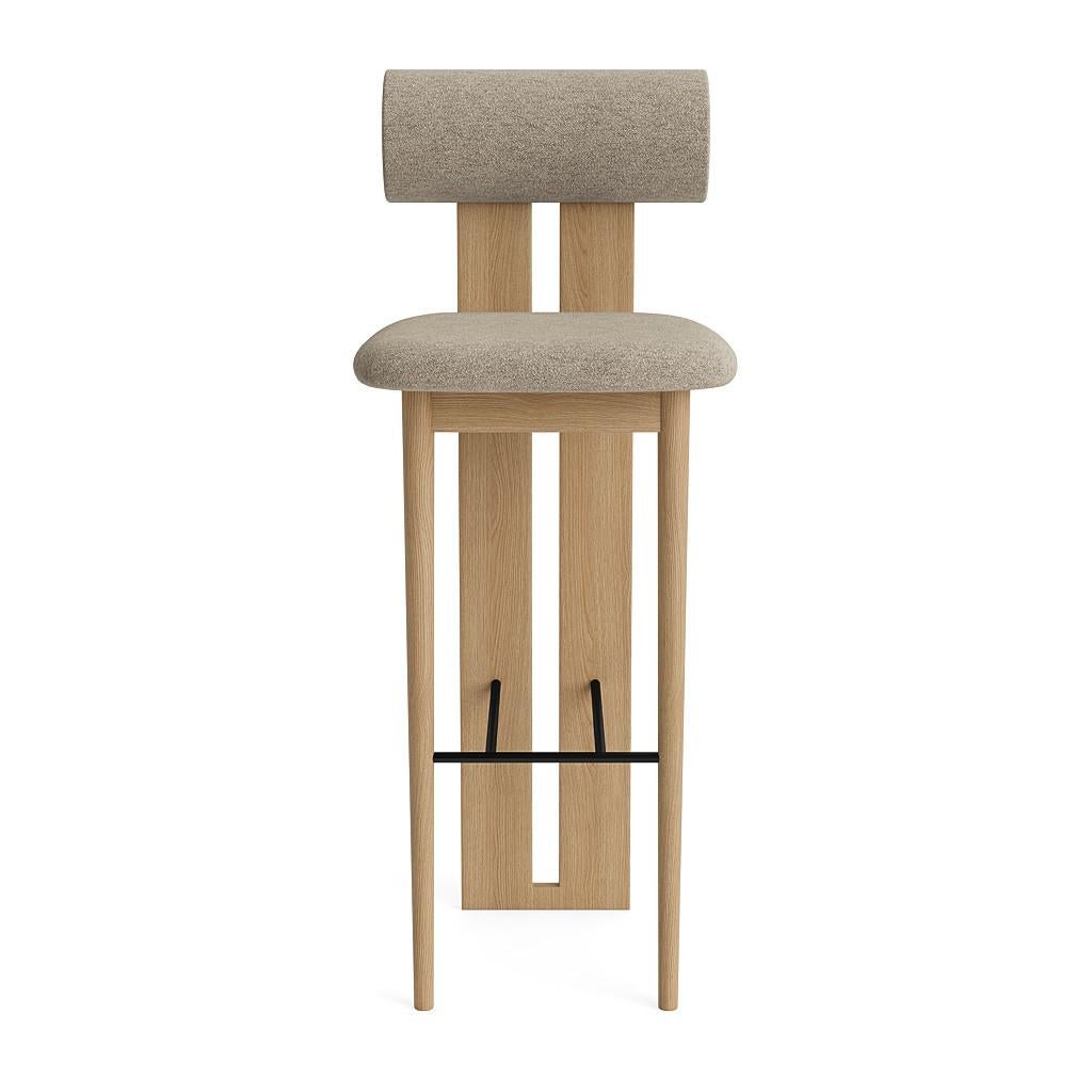 HIPPO Bar Chair
Signed by Kristian Sofus Hansen and Tommy Hyldahl for Norr11. 

Model shown on the picture:
Wood: Natural Oak
Fabric: Barnum Bouclé 3

Bar Chair - Counter Height 65 cm
W 47,5 cm / D 59 cm / H 106,5 cm / SH 65 cm

Bar Chair - Bar