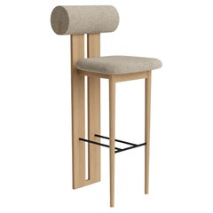 'Hippo' Bar Chair 75 by Norr11, Natural Oak, Barnum Bouclé col.3