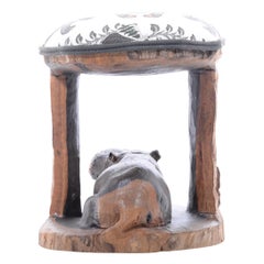 Taburete hipopótamo batonga, hecho a mano en Sudáfrica