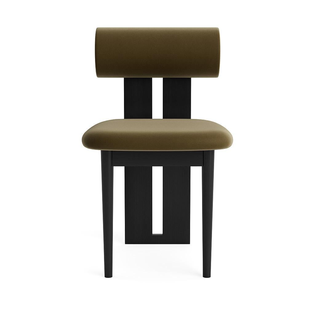 Scandinavian Modern 'Hippo' Chair by Norr11, Black Oak, Brussels Velvet, Olive Green For Sale
