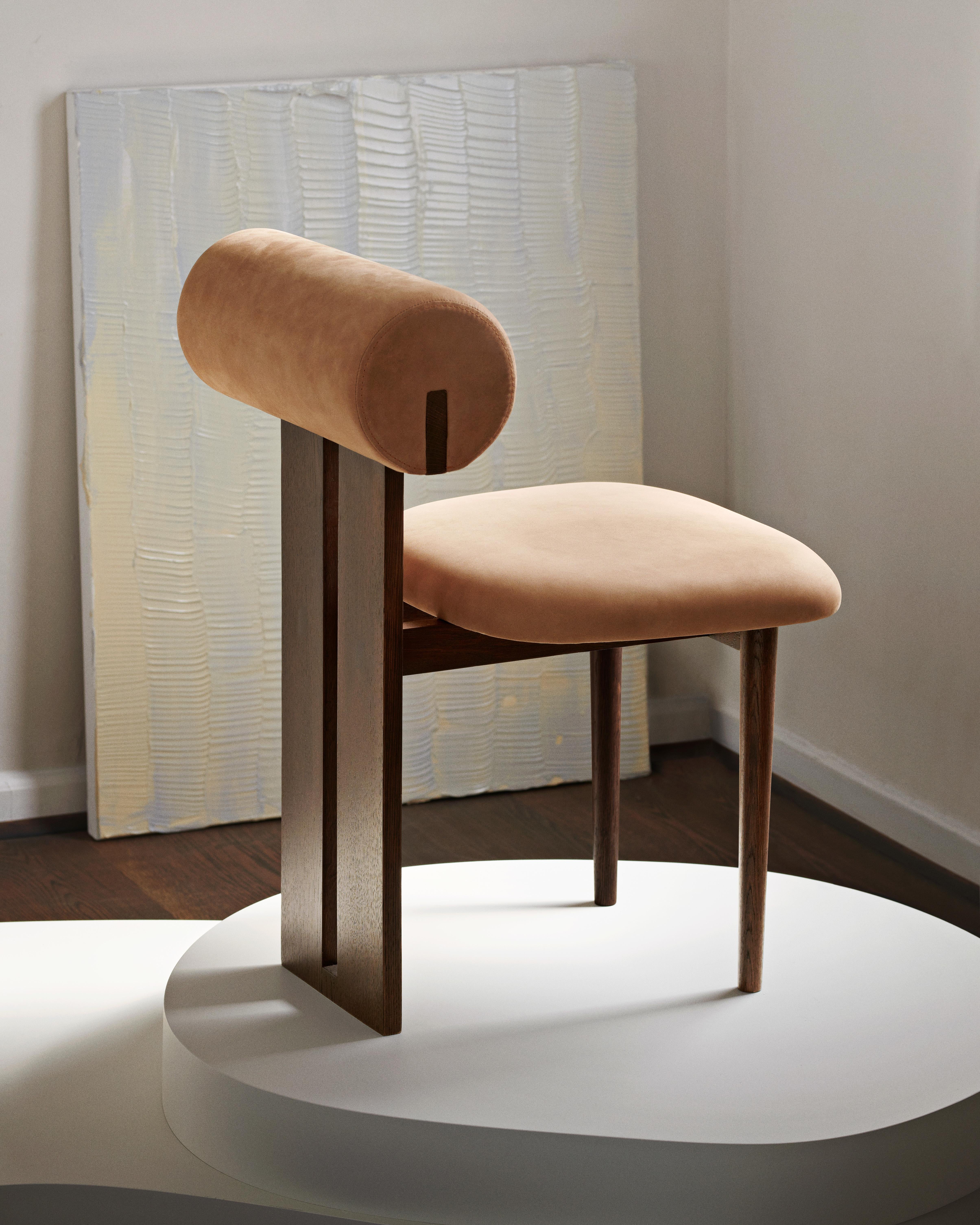 Scandinavian Modern 'Hippo' Chair by Norr11, Black Oak, Brussels Velvet, Olive Green For Sale