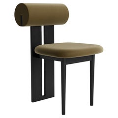 'Hippo' Chair by Norr11, Black Oak, Brussels Velvet, Olive Green