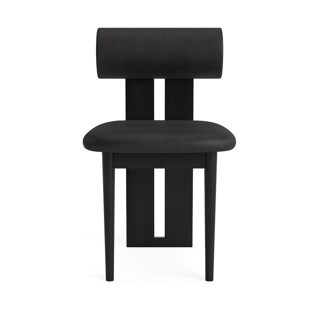 Scandinavian Modern 'Hippo' Chair by Norr11, Black Oak, Dunes Leather Anthrazite For Sale