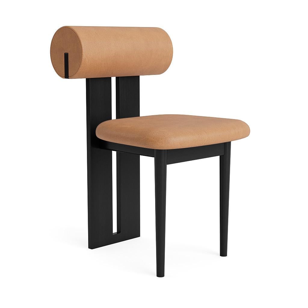 Scandinavian Modern 'Hippo' Chair by Norr11, Black Oak, Dunes Leather Camel For Sale