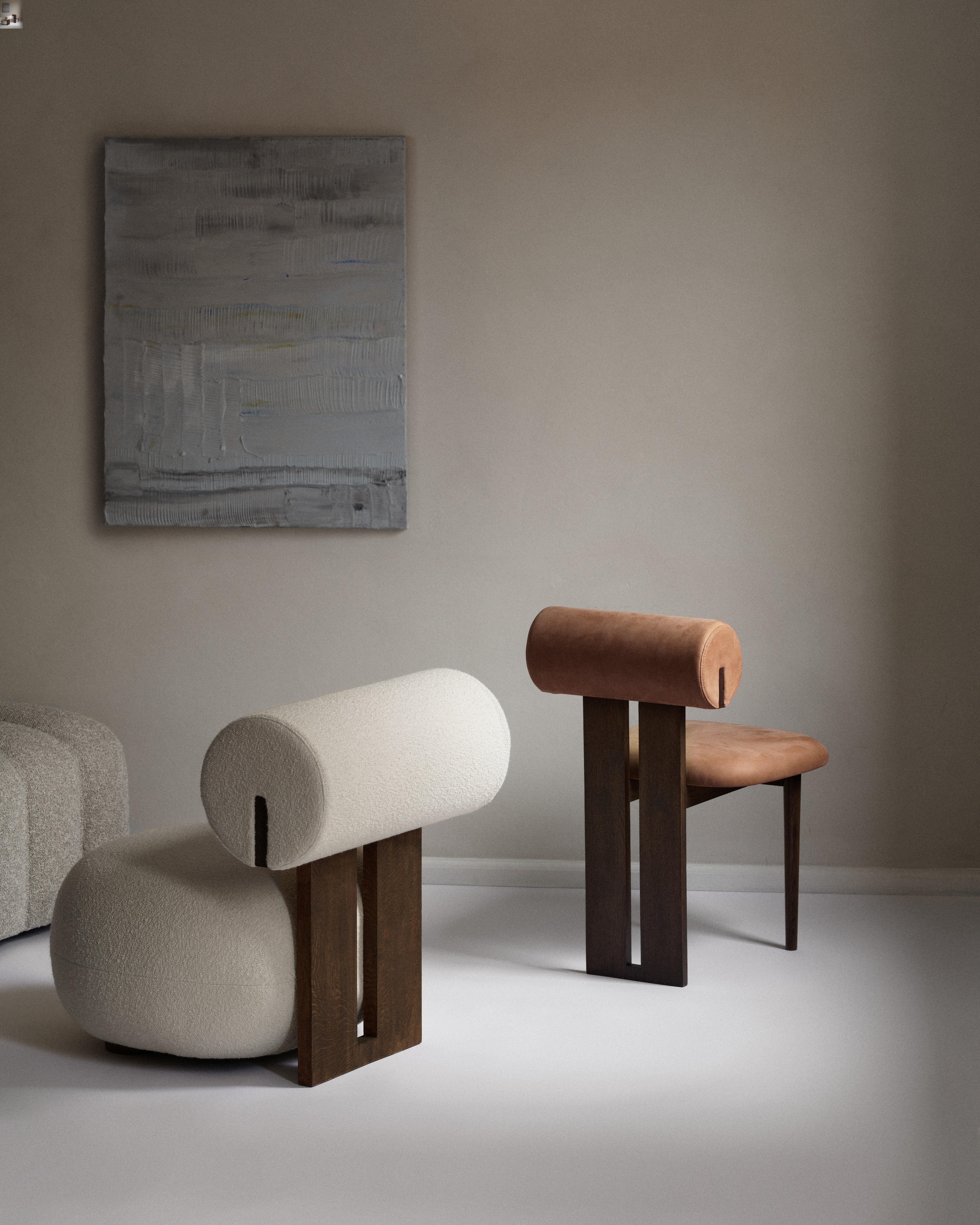 Contemporary 'Hippo' Chair by Norr11, Black Oak, Dunes Leather Camel For Sale